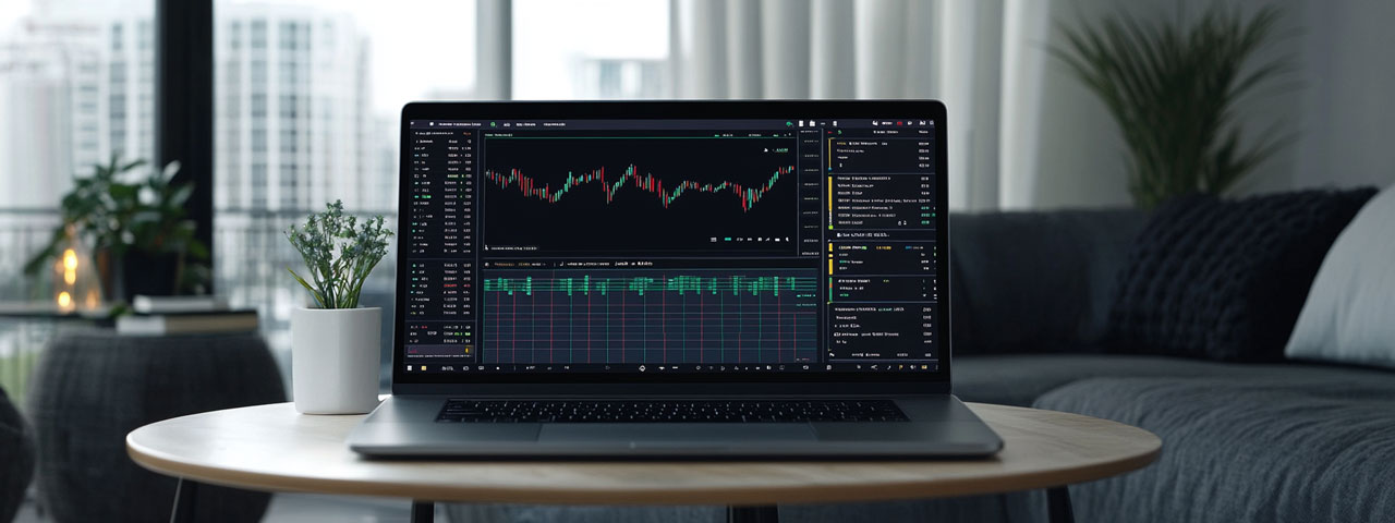 Interfaz de portátil con herramientas comerciales Laptop interface with trading tools