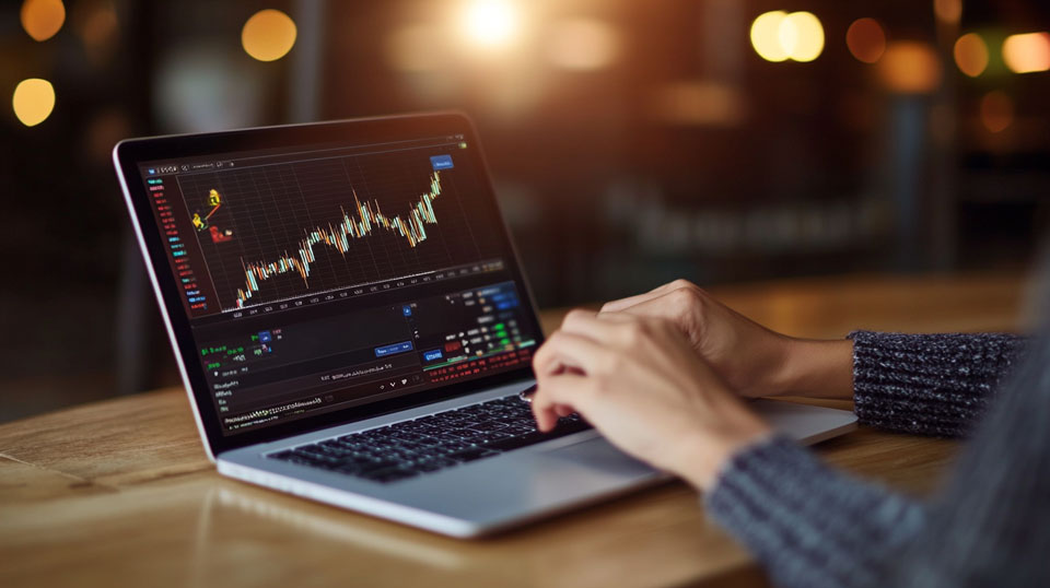 Laptop screen with financial strategy